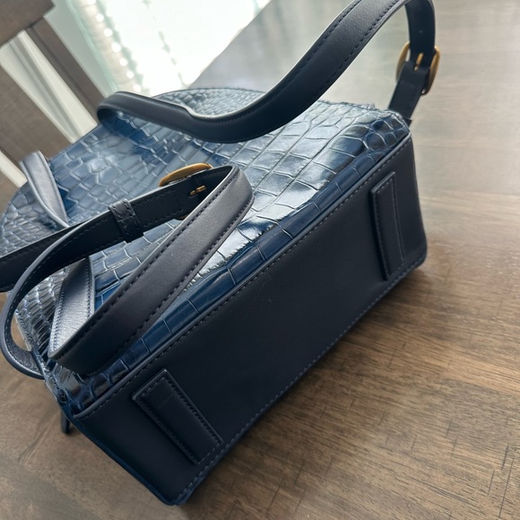 Tory Burch Navy Croc-Embossed Backpack - Picture 4 of 8